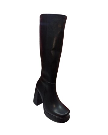 Allina Shoes 041 Zn Kadın Siyah Platform Topuklu Çizme 