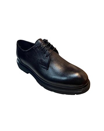 Cem Pekşen 2525 Erkek Siyah Hakiki Deri Kalın Taban Klasik Ayakkabı