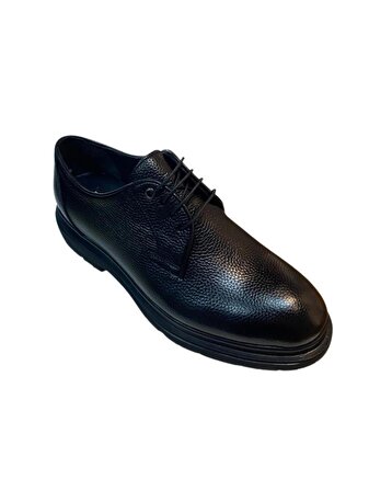 Cem Pekşen 2525 Erkek Siyah Hakiki Deri Kalın Taban Klasik Ayakkabı
