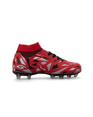 Dugana 2303 Ft Çocuk Siyah-Kırmızı Çoraplı Krampon Futbol Ayakkabı