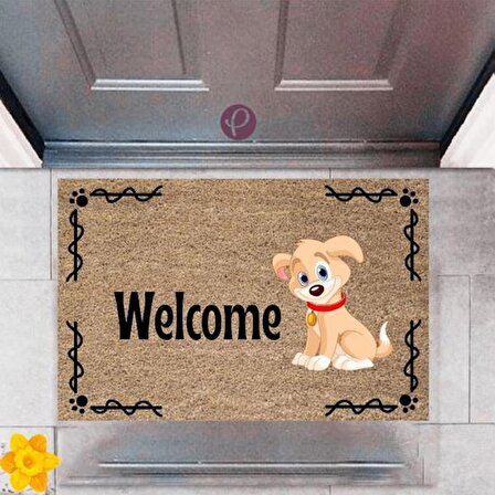 Kapı Önü Paspası Dekoratif Dijital Baskı Welcome P-2418