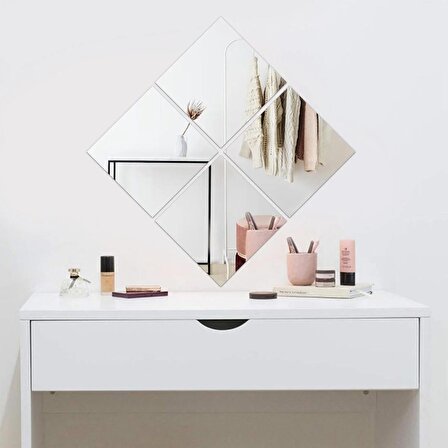 Duvar Makyaj Aynası | Düz Ayna | 4'lü Takım Kare Ayna | 30cm x 30cm