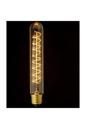 Edison Flemanlı Dekoratif Rustik Ampul 40 Watt E27 Duy, 22cm Kıvrık Tüp Ampul Modeli