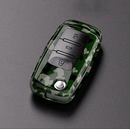 Volkswagen-Seat-Skoda Sustalı Kamuflaj Desen Anahtar Kılıfı