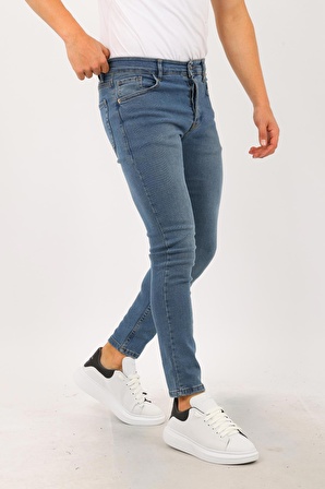 Erkek Skinny Fit Açık Mavi Jean Pantolon