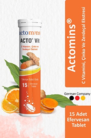 ACTO® Vit C Vitamini 15 Efervesan Tablet | Vitamin C, Çinko ve Zerdeçal İçeren Takviye Edici Gıda