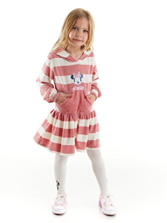 Minnie Mouse Lisanslı Kız Çocuk Kapüşonlu Cepli Elbise