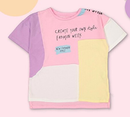 Tuffy Renk Geçişli Kız Çocuk Kısa Kollu Tişört