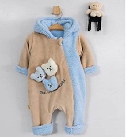 Nehad Ayıcık İşlemeli Bebek Dış Giyim Polar Tulum