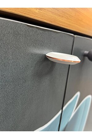 Alyans Metal Düğme Kulp (2 ADET) Beyaz Dolap Kapak Modern Çekmece Tv Ünite Mobilya Komidin Tek Delik