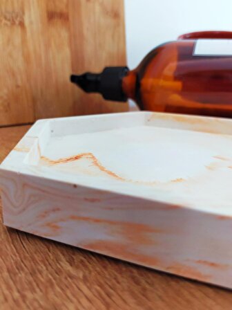 Sıcak Atölye - Amber Şişe Bulaşık Deterjanı Seti - El Yapımı Beton Altlık Lif - 3 Parça