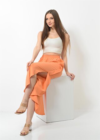 Kadın Yanı Yırtmaçlı Şalvar Pantolon Orange Rengi