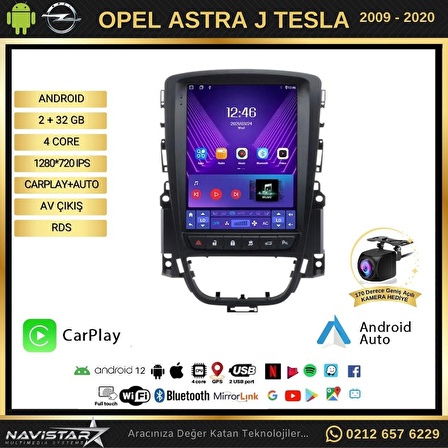 Opel Astra J TESLA 2009-2020 Model 2+32GB Android Kablosuz Carplay Navigasyon Multimedya Sistemi