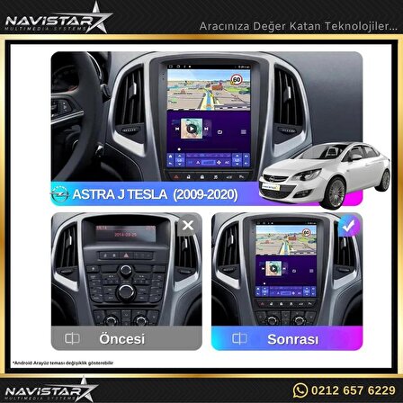 Opel Astra J TESLA 2009-2020 Model 2+32GB Android Kablosuz Carplay Navigasyon Multimedya Sistemi