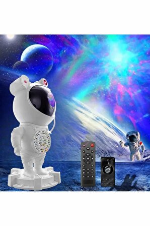 Astronot Bluetooth Hoparlörlü Galaksi Işık Projektörü Yatak Odası Için Gece Lambası ve Zamanlayıcılı Yıldız Tavan
