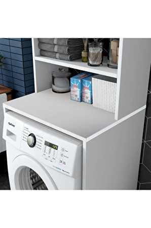 AZZURİ Furniture Çamaşır Makinesi Dolabı 1 Raflı Kapaklı Banyo Dolabı