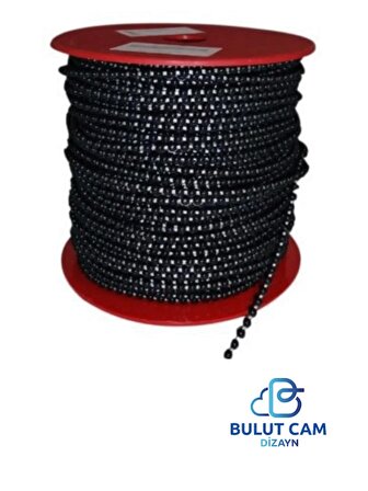 Bulut Dizayn- 10metre Cam Balkon Plastik Boncuklu Ip Zincirleri Boncuk Çapı 4.5mm 10 Metre (SİYAH)