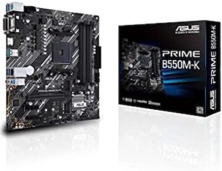 ASUS Prime B550M-K AMD B550 AM4 DDR4 4400 HDMI DVI VGA Çift M2 USB3.2 MATX PCIE 4.0 ECC RAM Destekli Anakart