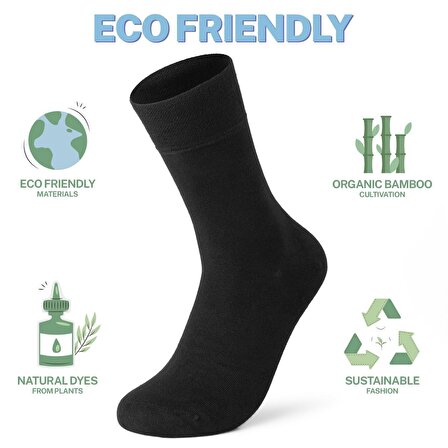 Vegan Ve Organik Bambu Erkek Soket Siyah Çorap 4'lü