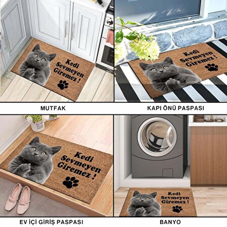 Monnhein Kedi Köpek Komik Tasarımlı Dekoratif Kapı önü Paspas, Dış Mekan/Ev İçi/Banyo/Mutfak/Yatak Odası/Giriş Paspasları