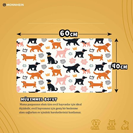 Monnhein Mama ve Su Evcil Hayvan Beslenme Matı, Kolay Temizlenen Emici Su Geçirmez Kumaş, Küçük Orta Boy ve Büyük Kedi ve Köpekler için Dayanıklı Köpek Kedi Paspas (40x60, Beyaz Renkli Dog)
