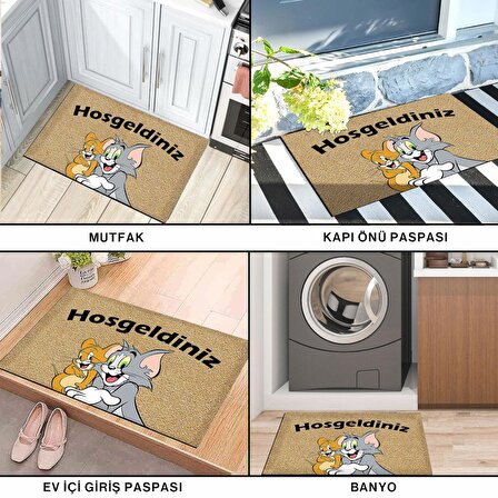 Monnhein Kedi Köpek Komik Tasarımlı Dekoratif Kapı önü Paspas, Dış Mekan/Ev İçi/Banyo/Mutfak/Yatak Odası/Giriş Paspasları