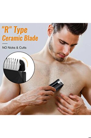 USB Şarjlı Su Geçirmez Erkek Saç ve Kasık Tıraş Makinesi: Seramik Bıçaklı Vücut Bakım Seti