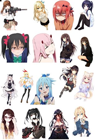 50 Adet Sevimli Anime Kızları Sticker Seti