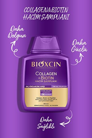 Bioxcin Collagen & Biotin Hacim Şampuanı 300ml + Bioxcin Kertin Argan Saç Bakım Yağı