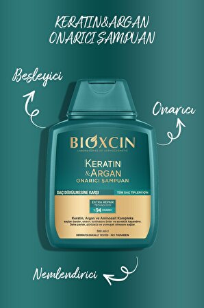 Bioxcin Keratin & Argan Onarıcı Şampuan 300ml + Bioxcin Kertin Argan Sıvı Saç Bakım Kremi