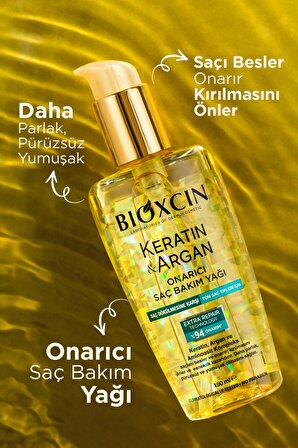 Bioxcin Keratin & Argan Onarıcı Şampuan300 ml + Bioxcin Kertin Argan Saç Bakım Yağı
