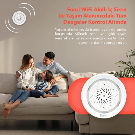 Fonri Akıllı İç Ortam Siren / Isı Nem Ölçer, Wifi, Google Asistan Ve Tuya, Uzaktan Kontrol WF3-AL1-0401-01