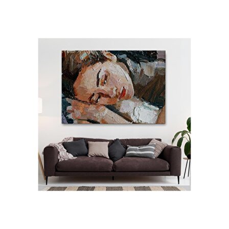 Uyuyan Güzel Kadın Yağlıboya Görünümlü Duvar Tablosu-3730