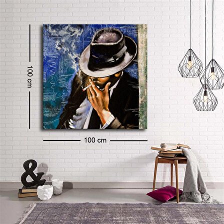 Dekoratif Baskı illüstrasyon Man with a hat Kanvas Tablo