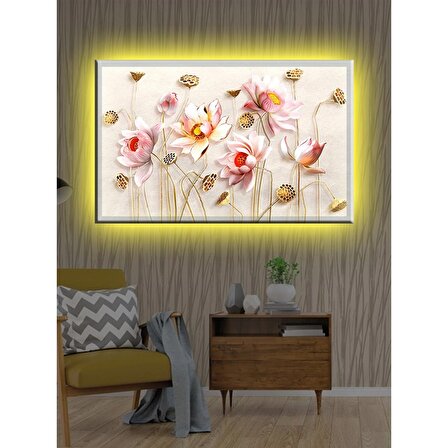 Led Işıklı Beyaz Çiçek (Yatak odası tablosu)