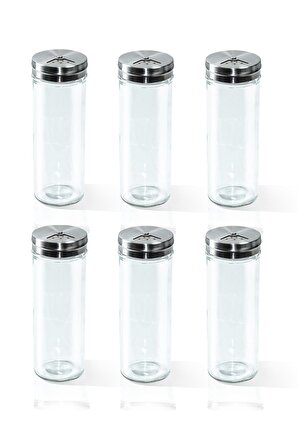 Perotti 6 lı cam tuzluk - biberlik baharatlık seti 180 ml.