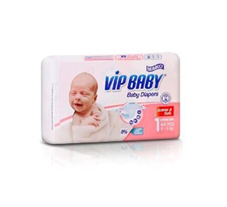 Vip Baby Bebiko Vip Baby Active & Soft Yenidoğan Bantlı Bebek Bezi 2 - 5 Kg 1 Beden 44'lü