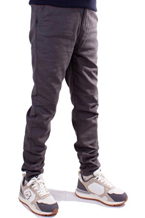 Twister Slim Jogger3-011 Antrasit Yüksek Bel Dar Paça Erkek Keten Pantolon