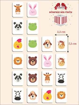 Zeka Kartları Ahşap Eğitici Hafıza Eşleştirme Oyunu Sevimli Hayvanlar Puzzle Oyuncak ( 5,5 x 7,5 CM)