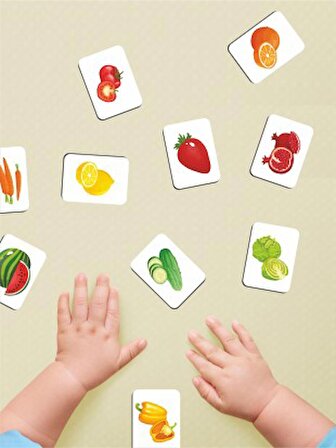 Zeka Kartları Eğitici Oyuncak Hafıza Kartı Hayvan Ve Meyveler Eğitici Puzzle Oyuncak ( 5,5 X 7,5 CM)