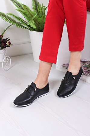 Hakiki Deri Kadın Ayakkabı - Siyah H110