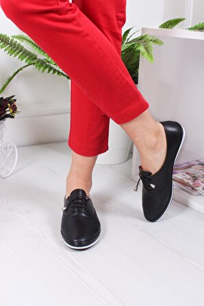 Hakiki Deri Kadın Ayakkabı - Siyah H110