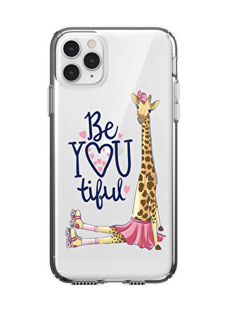 iPhone 11 Pro Max Beatiful Zürafa Desenli Şeffaf Telefon Kılıfı