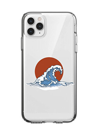 iPhone 11 Pro Max Kanagawa Wave Desenli Şeffaf Telefon Kılıfı