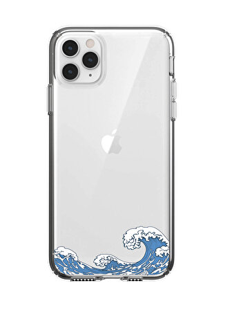 iPhone 11 Pro Max Wave Vector Desenli Şeffaf Telefon Kılıfı