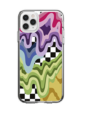 iPhone 11 Pro Colormix Wave Desenli Şeffaf Telefon Kılıfı