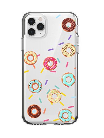 iPhone 11 Pro Donuts Desenli Şeffaf Telefon Kılıfı