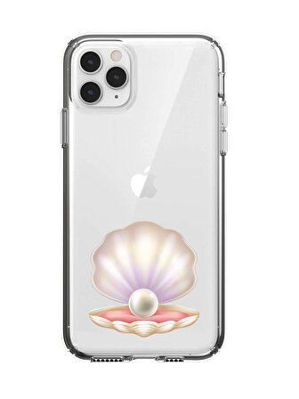 iPhone 11 Pro  İncili Deniz Kabuğu Desenli Şeffaf Telefon Kılıfı