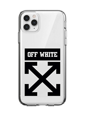 iPhone 11 Pro  Off White Desenli Şeffaf Telefon Kılıfı