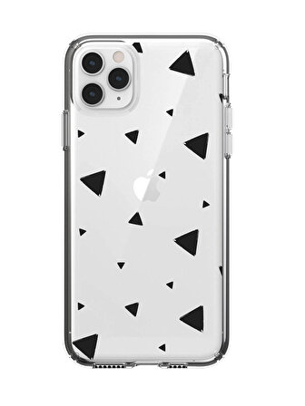 iPhone 11 Pro Black Triangle Tasarımlı Şeffaf Telefon Kılıfı